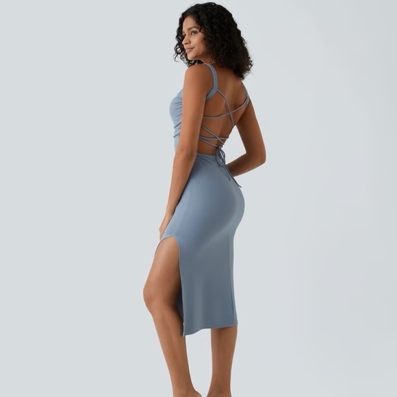 HALARA Backless Blue Dress - Picture 1 of 4